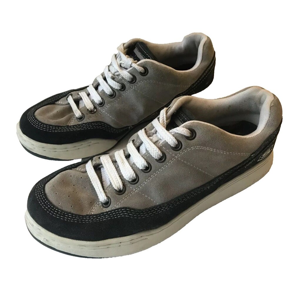 VTG Skechers Sport Men’s Sneakers Size 9 Beige Navy Leather Athletic Shoes